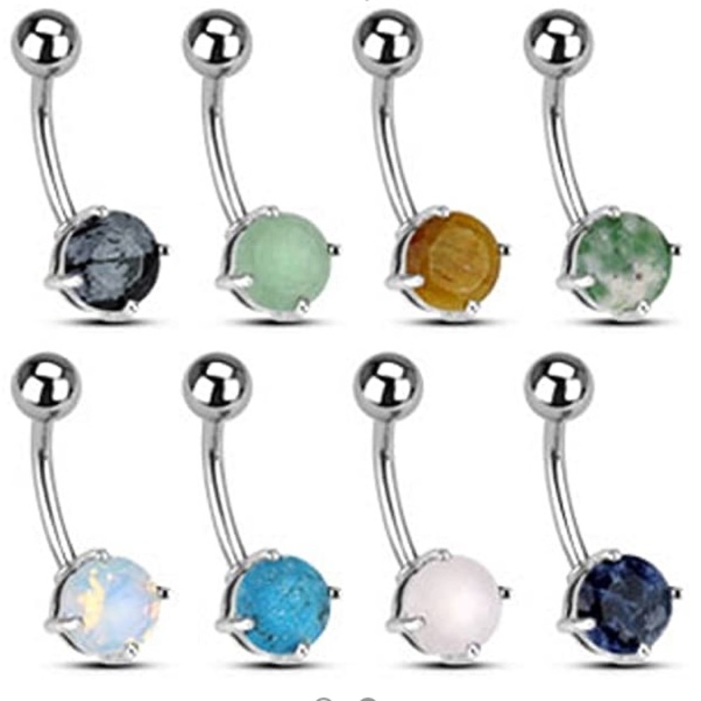 NWOT Body Colorz 8 Semi-Precious Stone Belly Rings - Picture 2 of 3